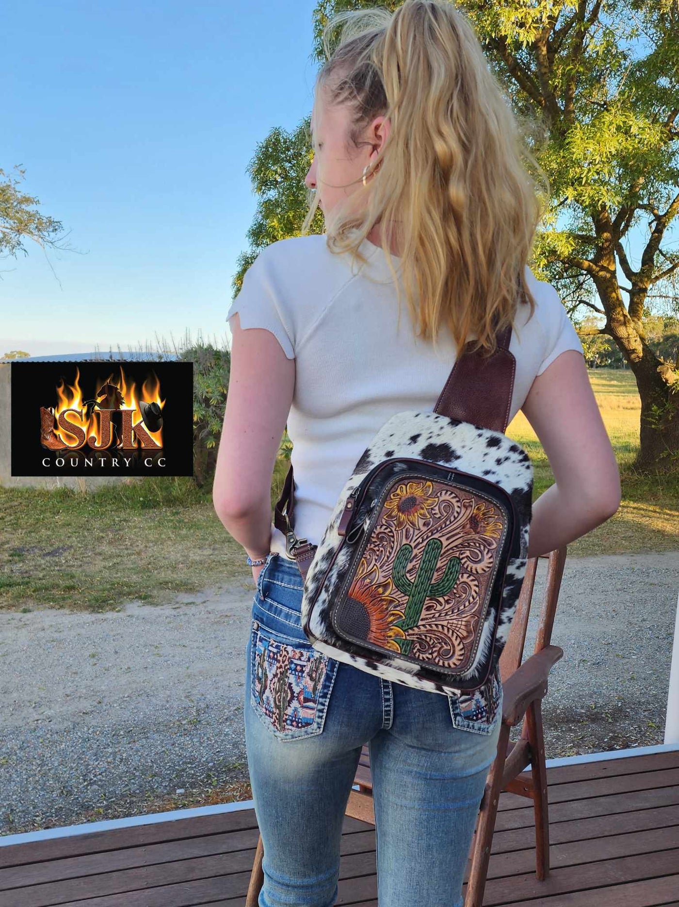 Backpack -  Hair on Hide and Leather Cactus Sling Bag