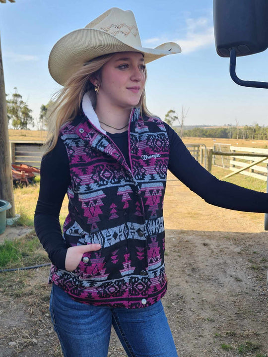 Wrangler Santana Warm Wool Blend Aztec Vest Size, S or M