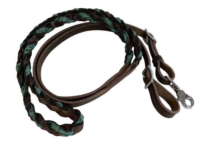 Reins -   8' Barrel/ Roping Contestant Reins Miracle Braided Leather