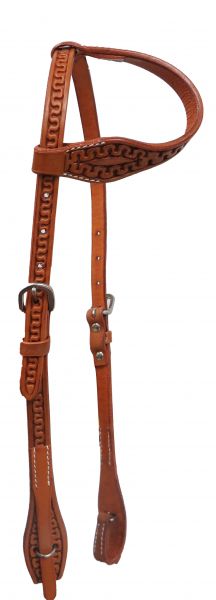Western Bridle - One Ear Quick Change with Tooled Pattern