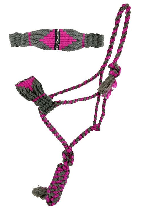 Halter - Mule Tape Cowgirl Halter Pink Mohair Style Bronc Nose