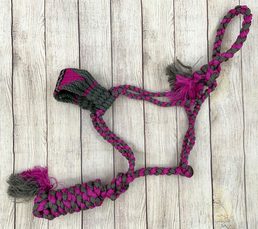 Halter - Mule Tape Cowgirl Halter Pink Mohair Style Bronc Nose