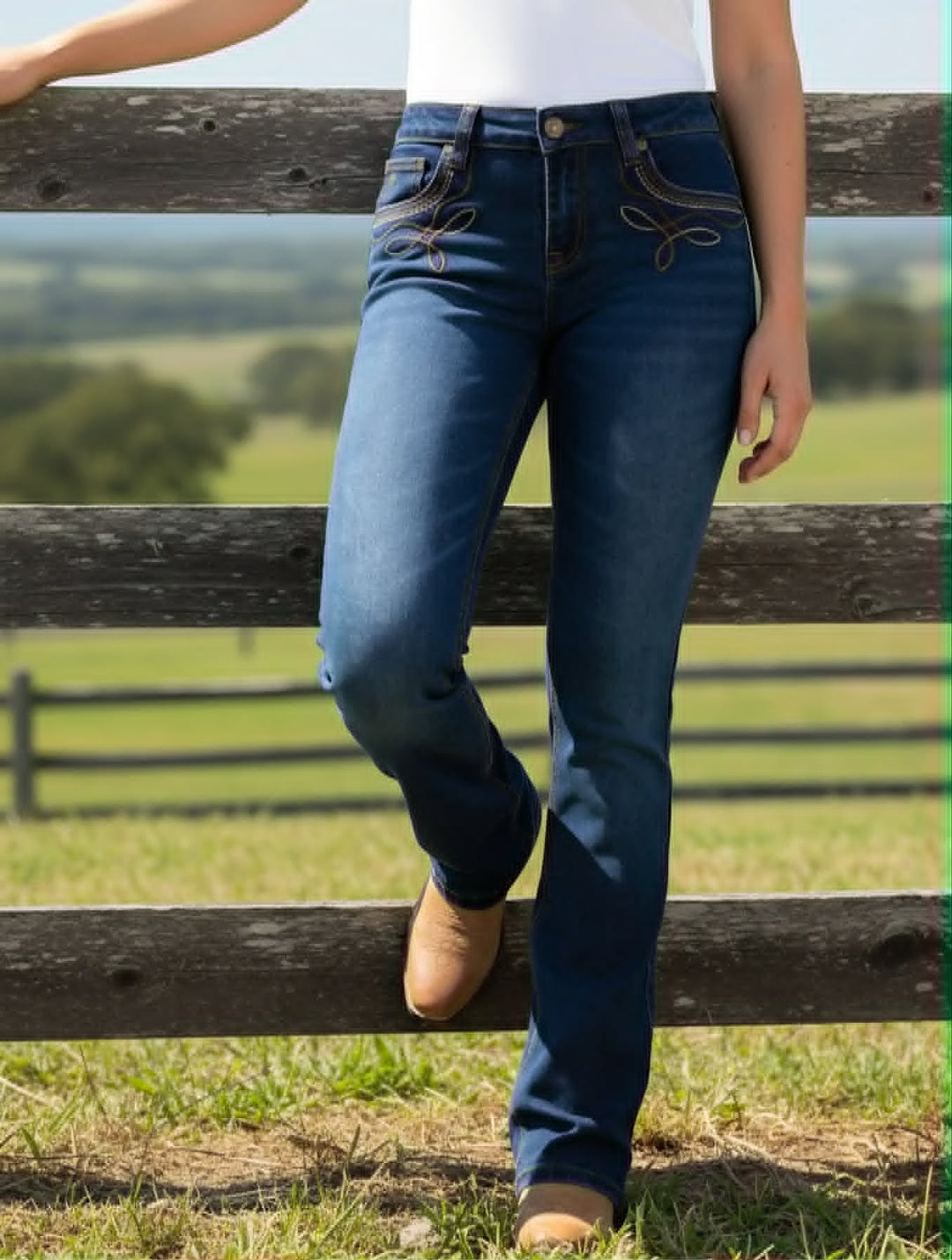 Pure Western Eden Mid Rise Bootcut 34" Leg Jeans