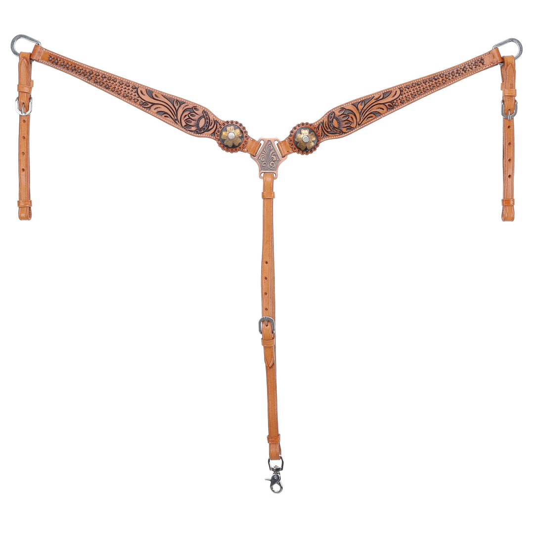 Western Tack Set - One ear Daisy Leather Bridle & Breastcollar Set