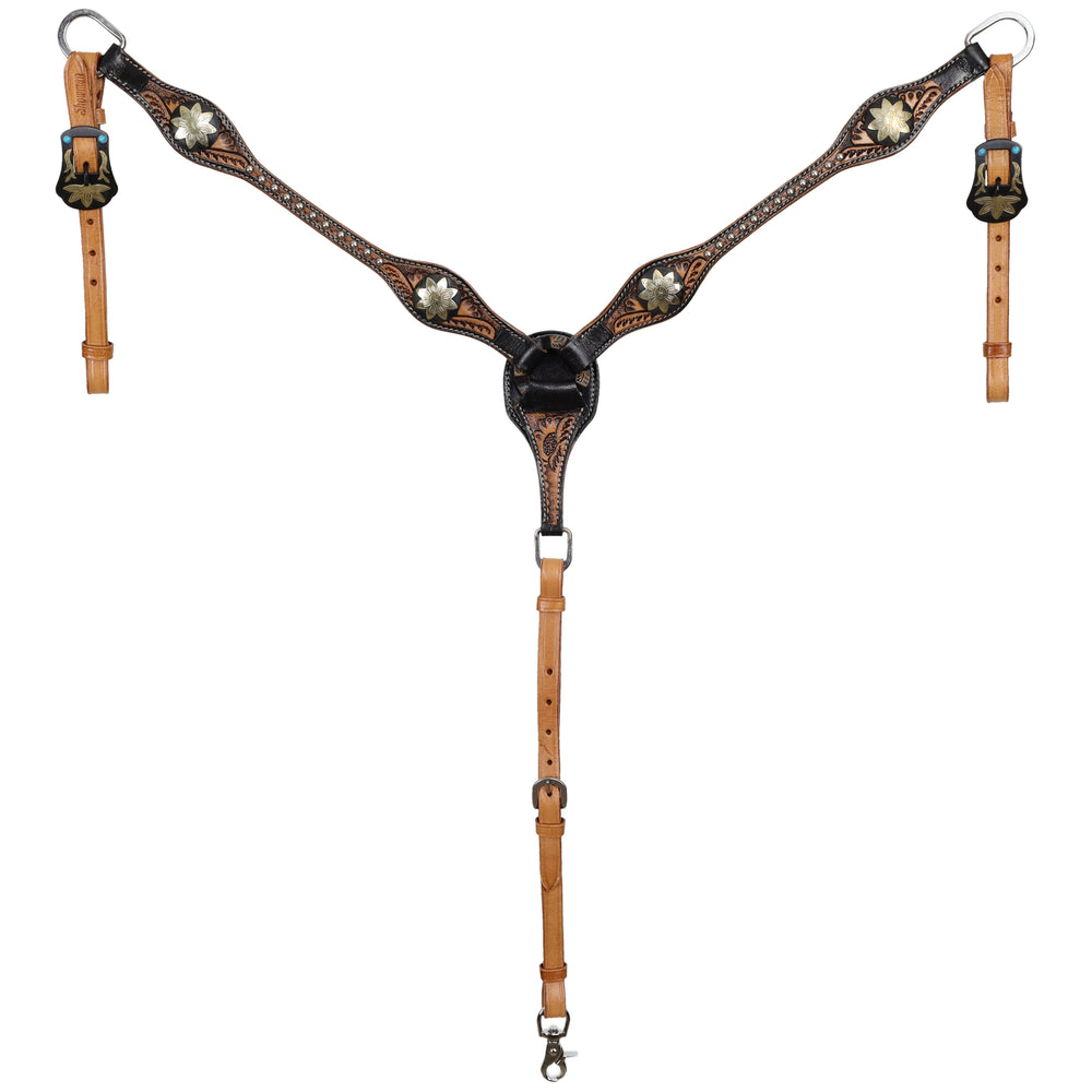 Western Tack Set - Browband Floral  Leather Bridle & Breastcollar