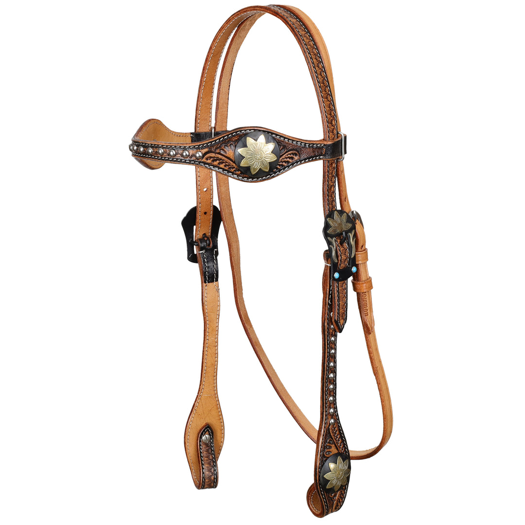 Western Tack Set - Browband Floral  Leather Bridle & Breastcollar