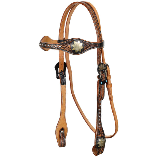 Western Tack Set - Browband Floral  Leather Bridle & Breastcollar