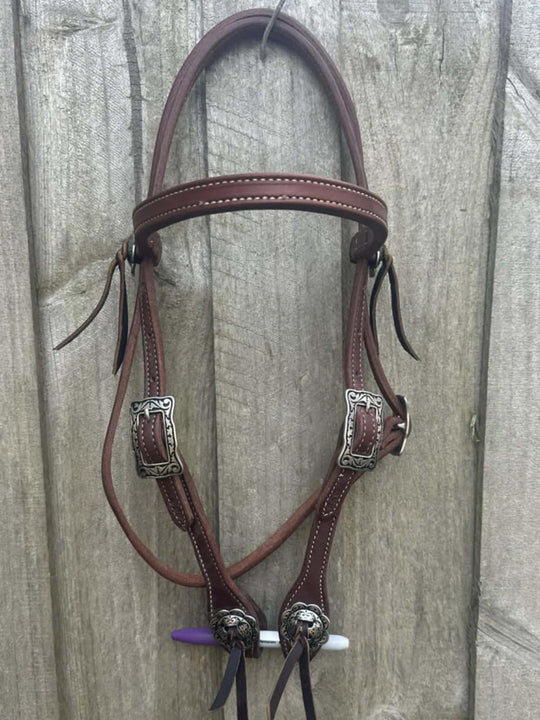 Western Bridle Show Browband  High Quality Oiled Leather USA Made