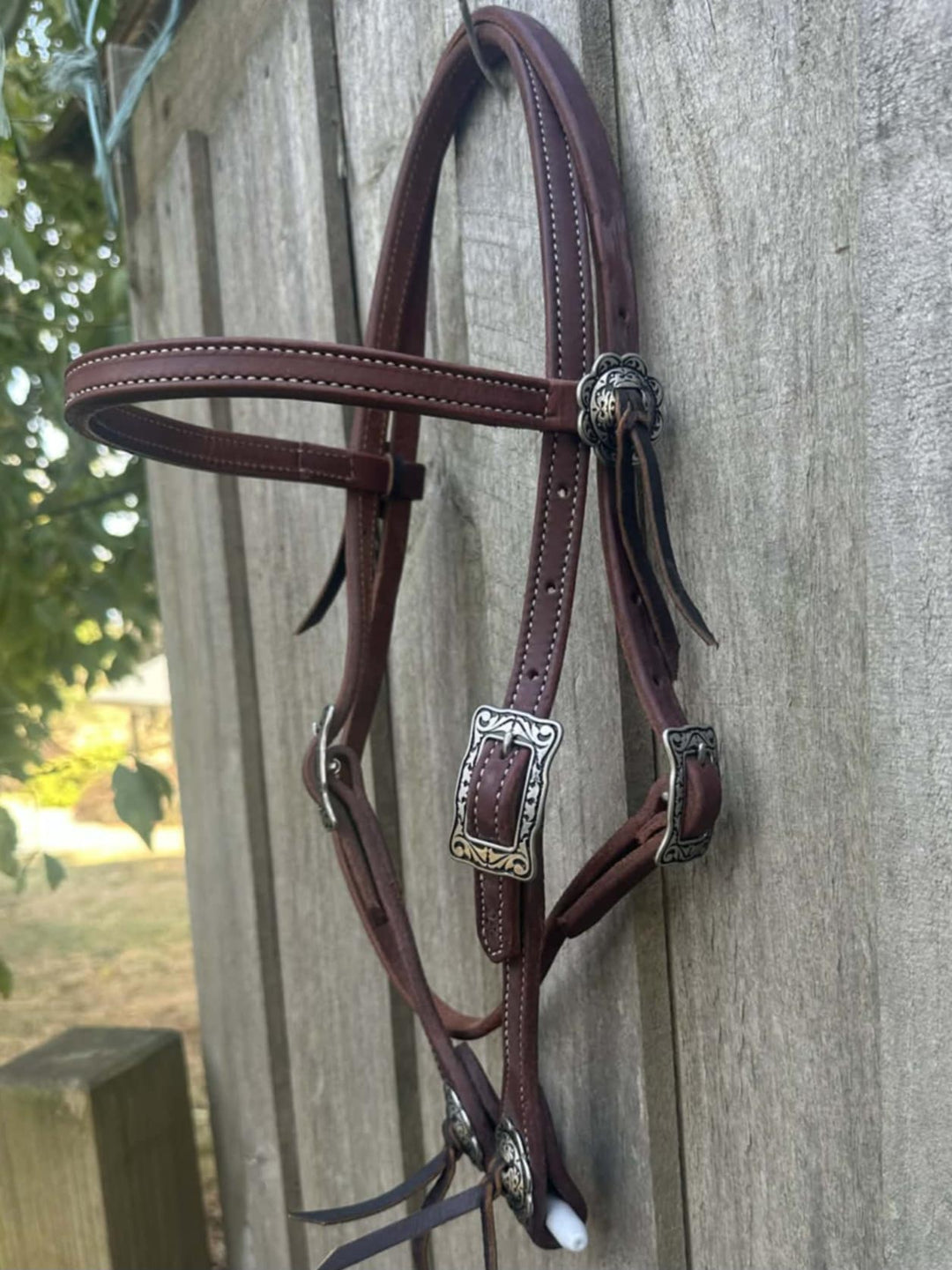 Western Bridle Show Browband  High Quality Oiled Leather USA Made