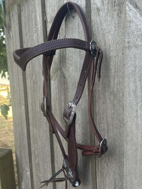 Western Bridle Show Browband  High Quality Oiled Leather USA Made