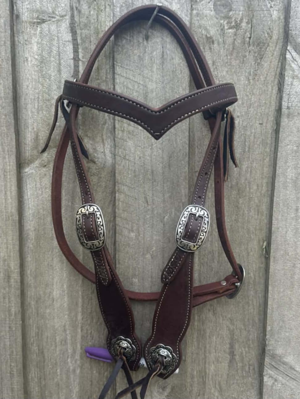 Western Bridle Show Browband  High Quality Oiled Leather USA Made