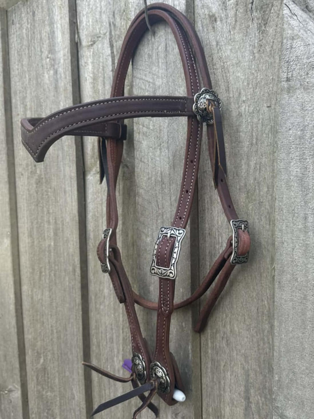 Western Bridle Show Browband  High Quality Oiled Leather USA Made