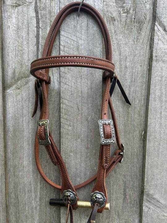 Western Bridle Show Browband High Quality Oiled Leather USA Made