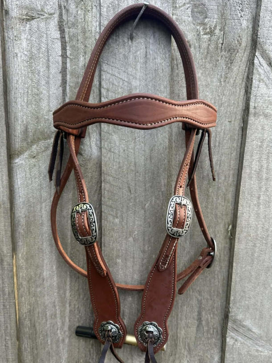 Western Bridle Show Browband High Quality Oiled Leather USA Made