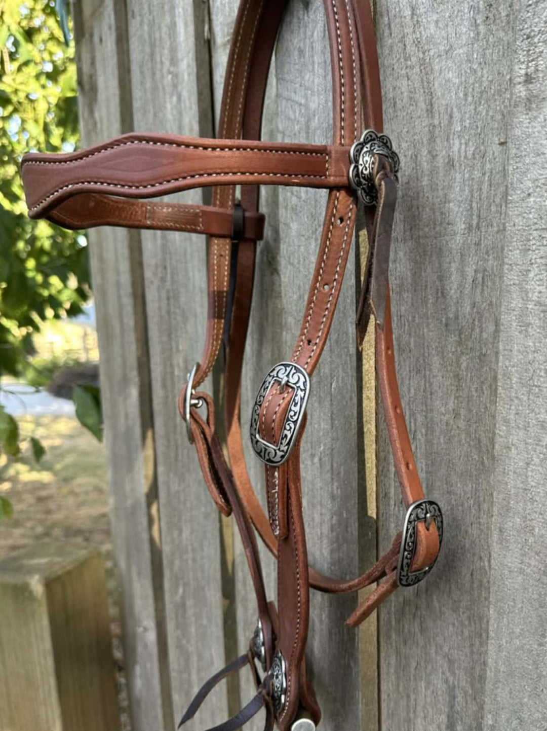 Western Bridle Show Browband High Quality Oiled Leather USA Made
