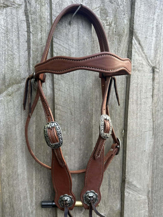 Western Bridle Show Browband High Quality Oiled Leather USA Made