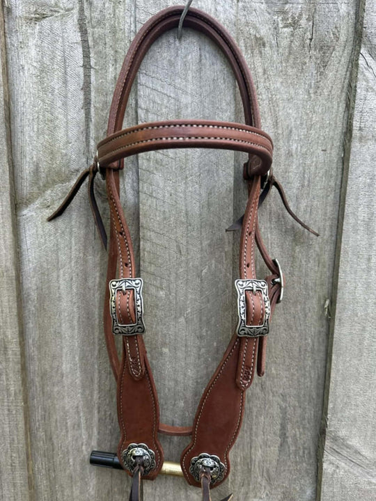 Western Bridle Show Browband High Quality Oiled Leather USA Made
