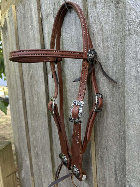 Western Bridle Show Browband High Quality Oiled Leather USA Made