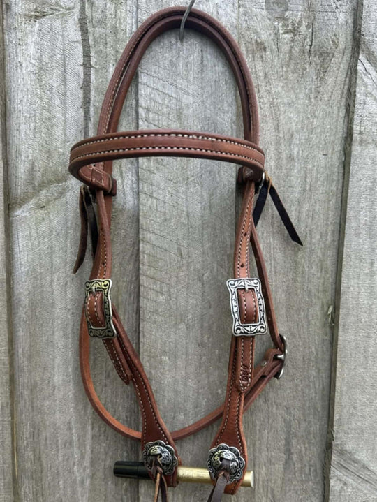 Western Bridle Show Browband High Quality Oiled Leather USA Made