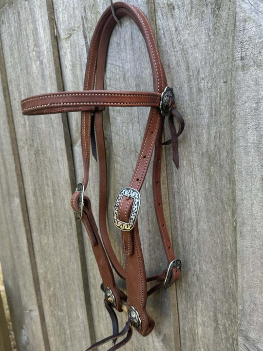 Western Bridle Show Browband High Quality Oiled Leather USA Made