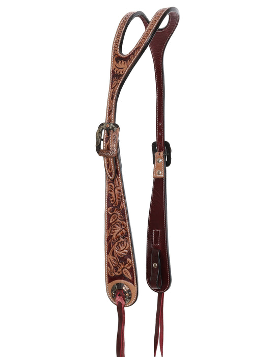 Western Bridle One Ear Tooled Leather  Show Bridle/ Headstall