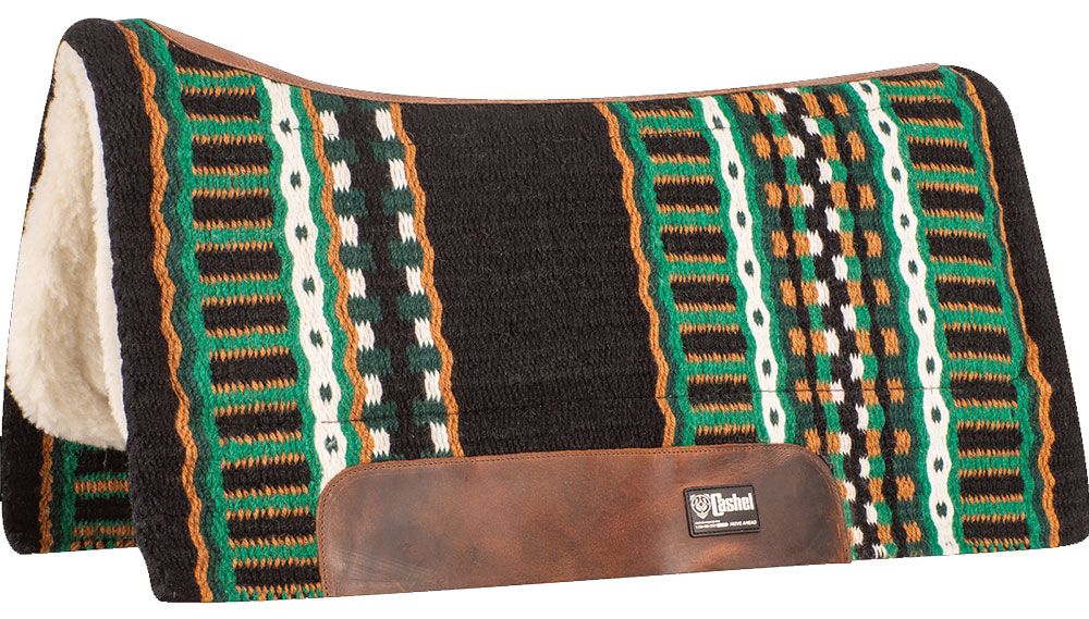 Western Saddle Pad Cashel Brand Black/Green  32x34