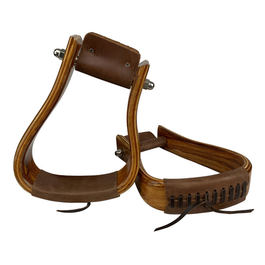 Stirrups - Angled Mahogany Wooden Stirrups