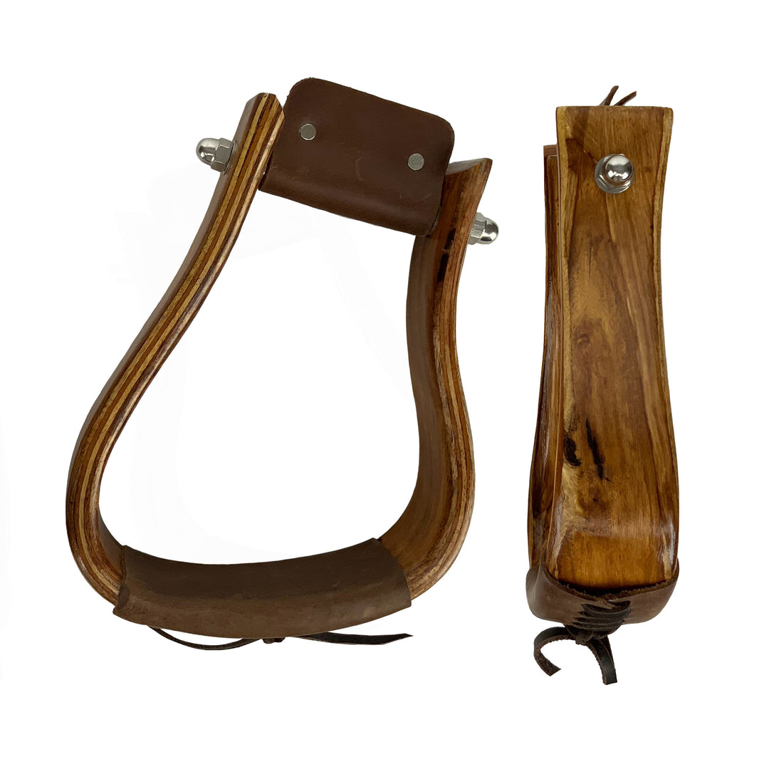 Stirrups - Angled Mahogany Wooden Stirrups