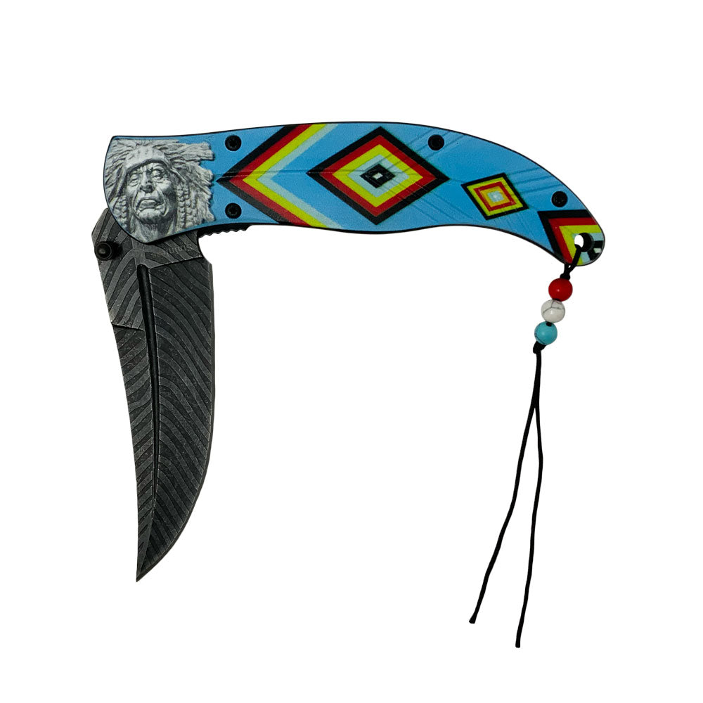 Knive - Indian Tribal Blue Pocket Knife