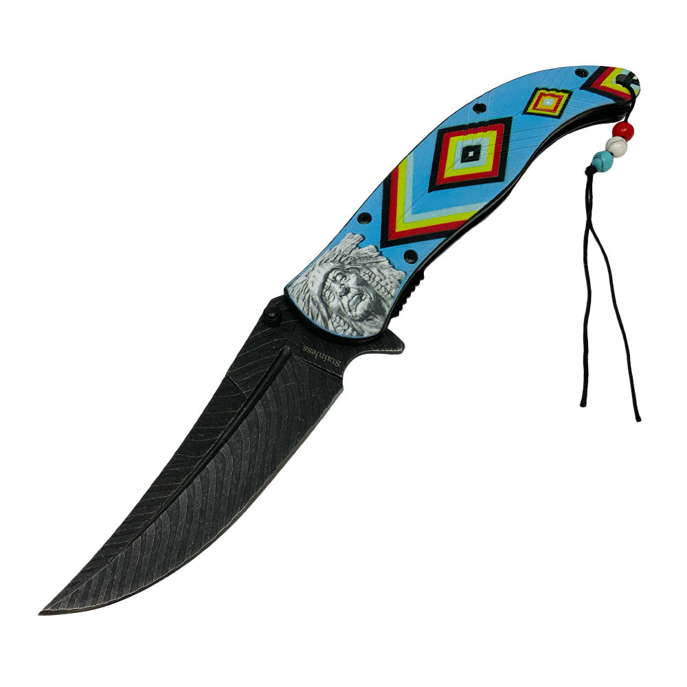 Knive - Indian Tribal Blue Pocket Knife