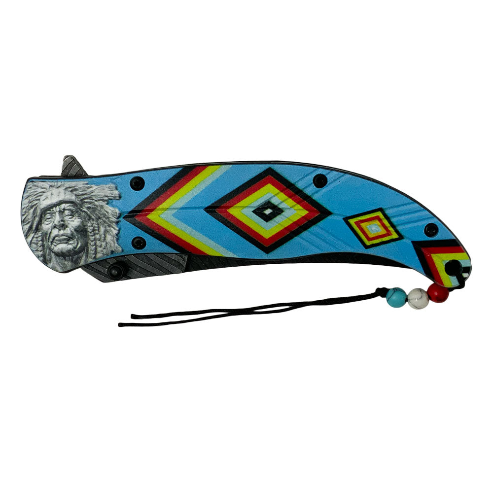 Knive - Indian Tribal Blue Pocket Knife