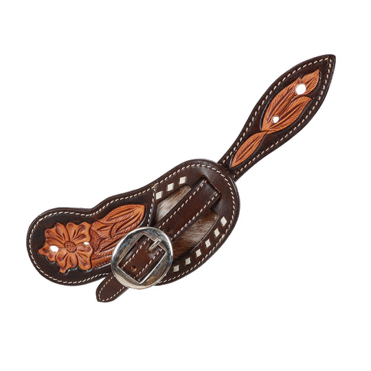 Strap - Ladies Floral Tooled Leather Spur Strap Buckaroo Style