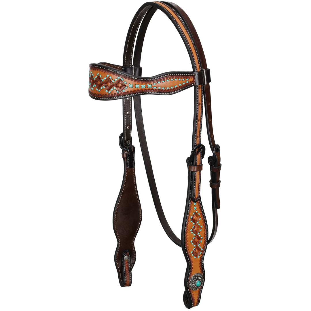 Western Bridle Browband Diamond Tooled Sierra