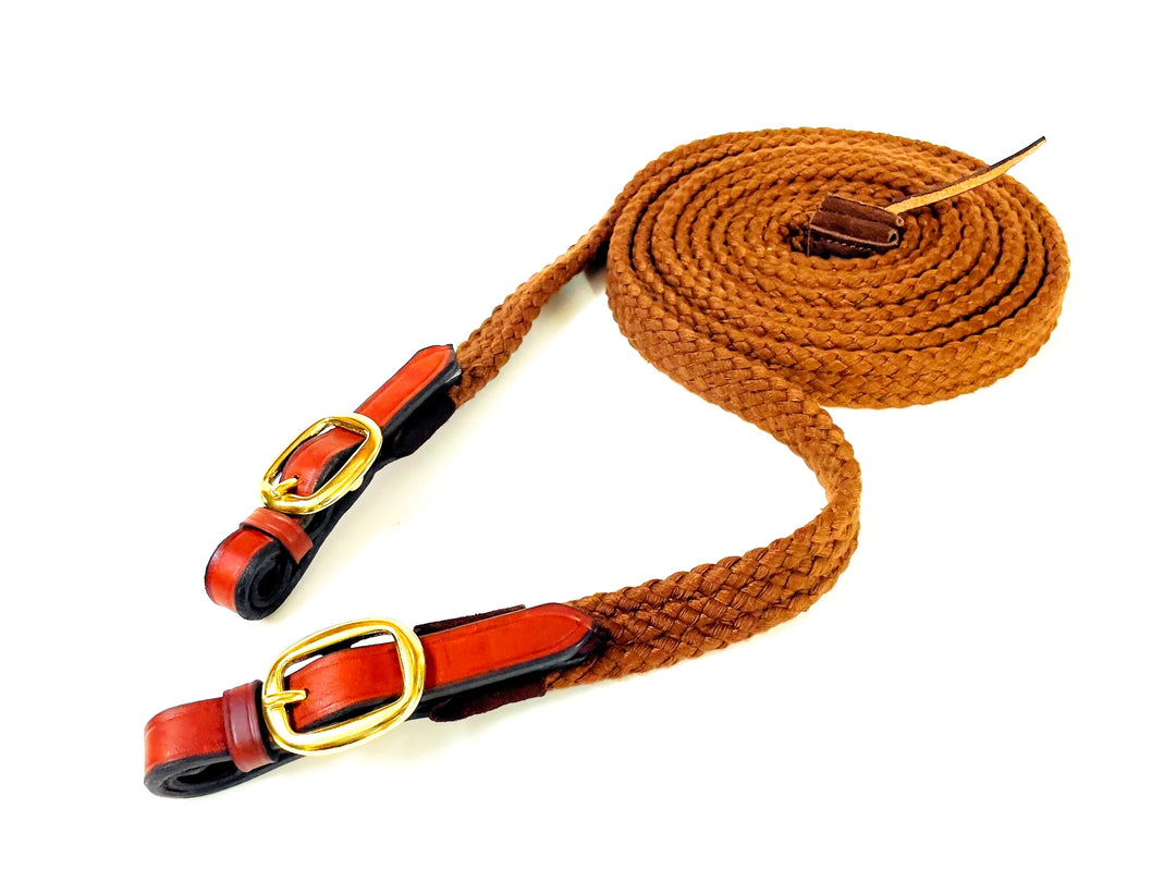 Reins - Stockman's Cotton Reins with Brass Buckle 5'6"