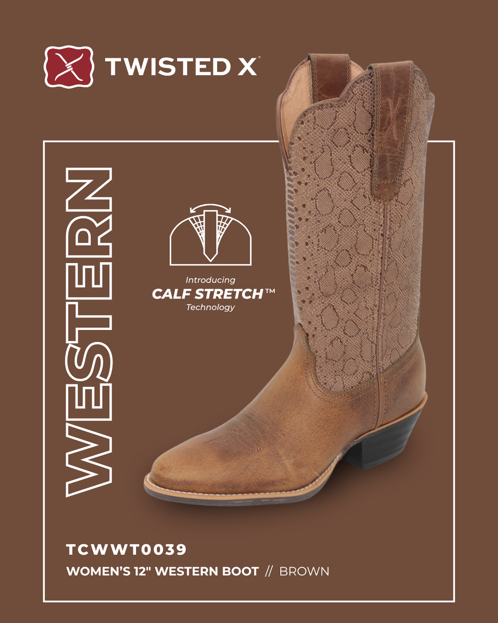 Twisted X Western Chocolate Brown Cowboy Boots C Width