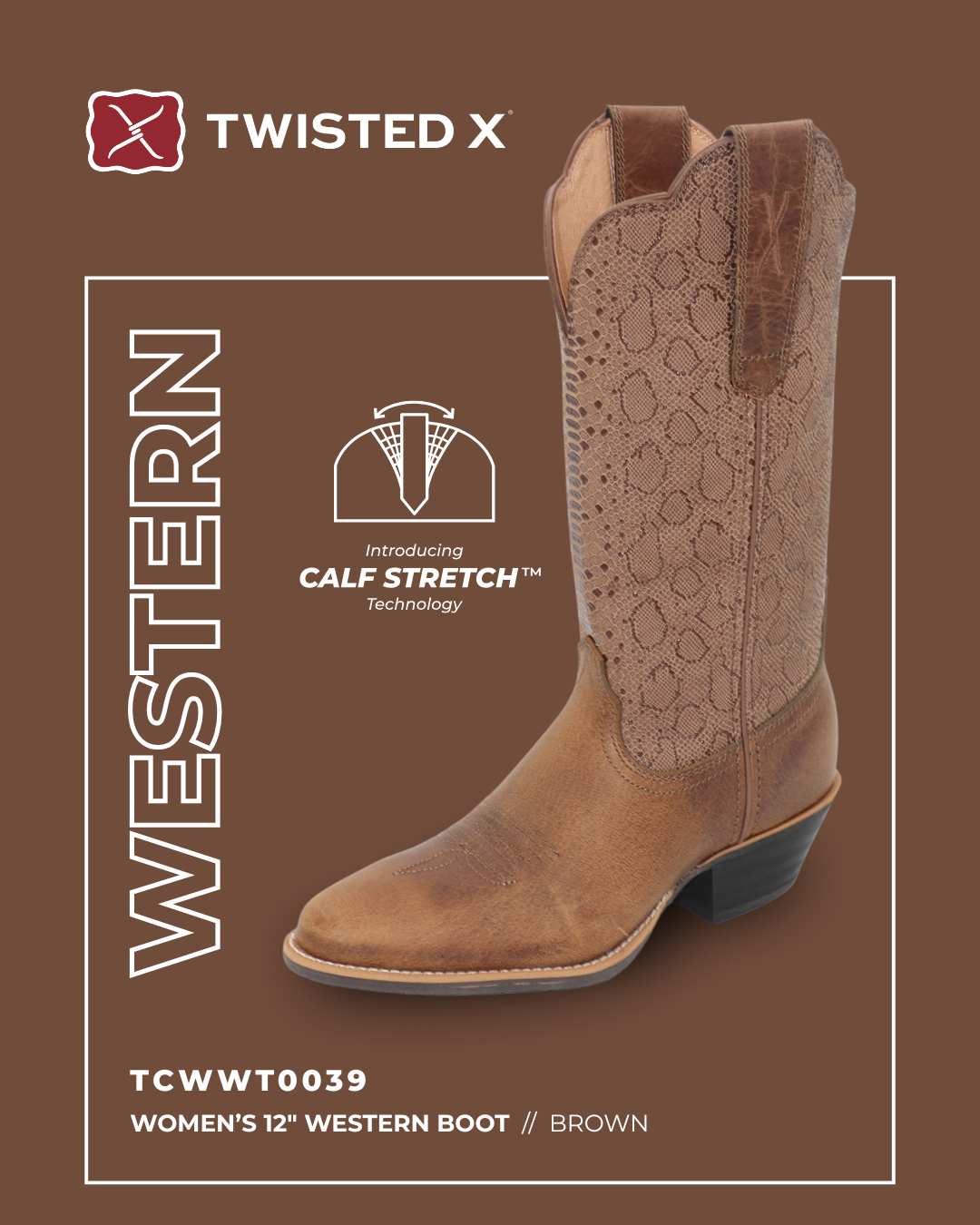 Twisted X Western Chocolate Brown Cowboy Boots C Width