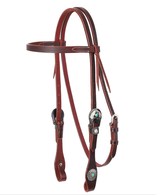 Western Bridle Browband Headstall Harness Leather Pretty Buckles