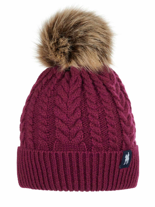 Thomas Cook Taylah Cable Knit Beanie with Fur Pom