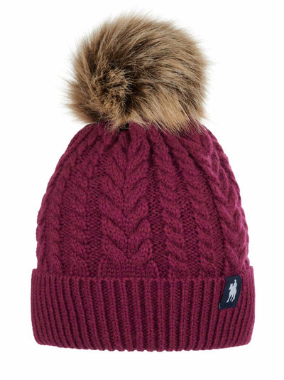 Thomas Cook Taylah Cable Knit Beanie with Fur Pom