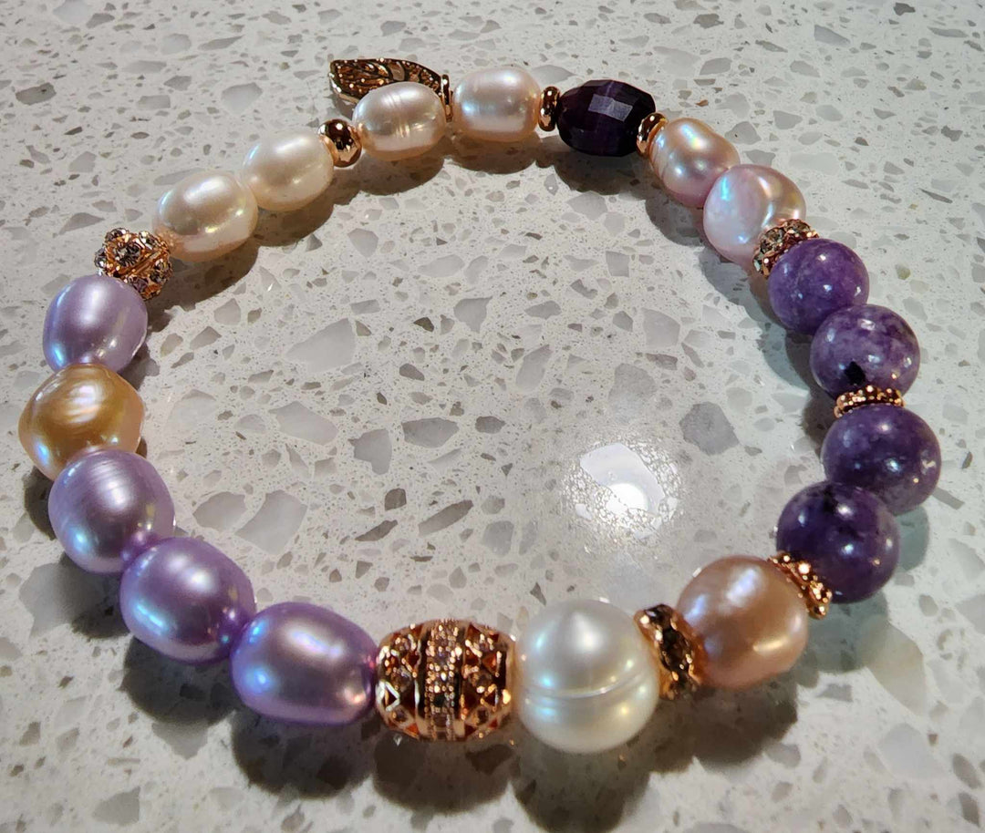 Jewellery - Genuine Semi Precious Gemstone & Freshwater Pearl Bracelet