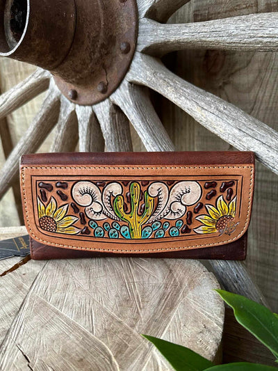 American Darling Leather Cactus, Sunflower Wallet