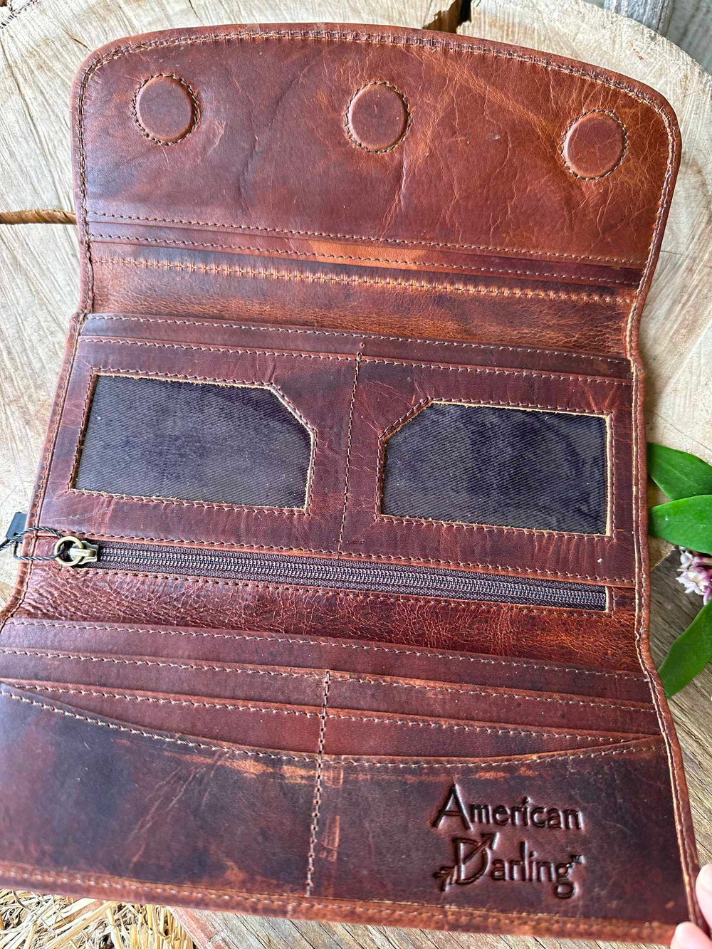 American Darling Leather Cactus, Sunflower Wallet