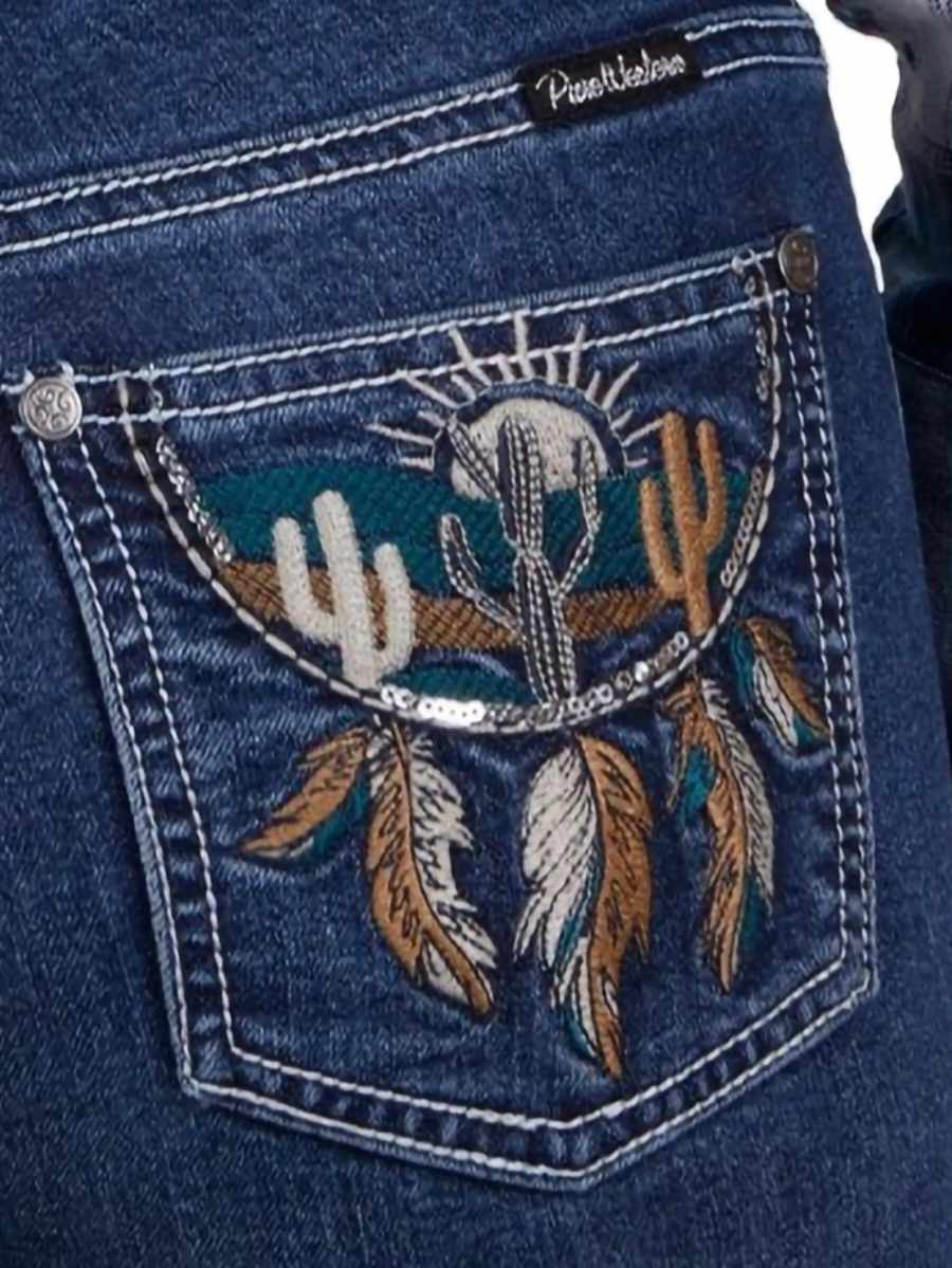 Pure Western Alba Bootcut 32" Leg Jeans  Cactus Feathers