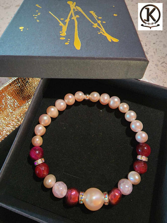 Jewellery - Genuine Semi Precious Gemstone & Freshwater Pearl Bracelet