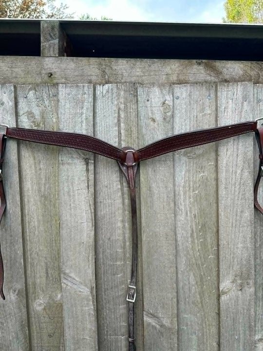 Breastcollar - USED Large Pony Basketweave leather breastplate