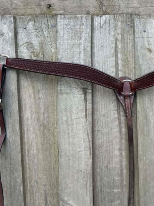 Breastcollar - USED Large Pony Basketweave leather breastplate