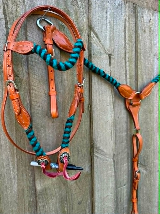 Western Tack Set - Browband Braided Mohair Bridle & Breastcollar