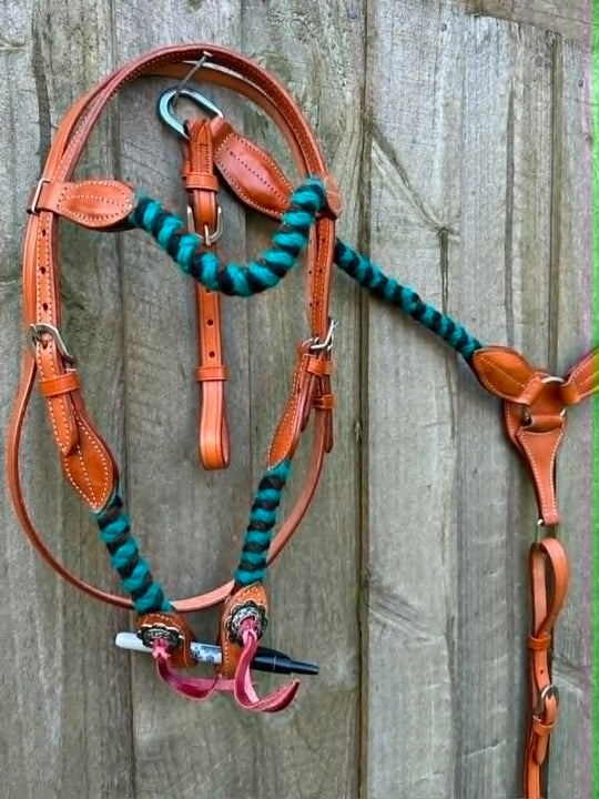 Western Tack Set - Browband Braided Mohair Bridle & Breastcollar