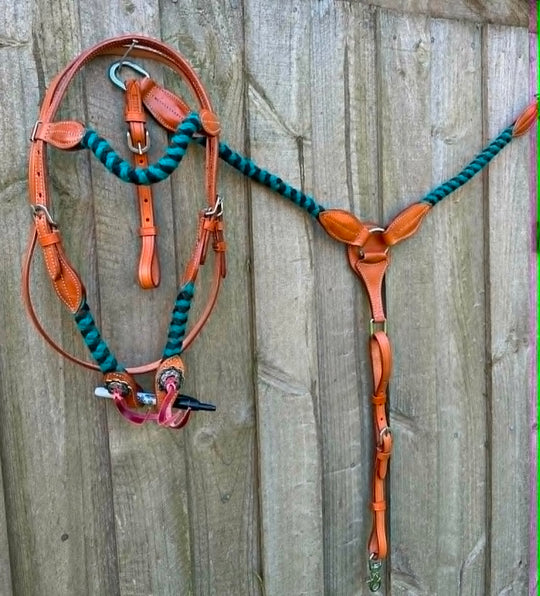Western Tack Set - Browband Braided Mohair Bridle & Breastcollar