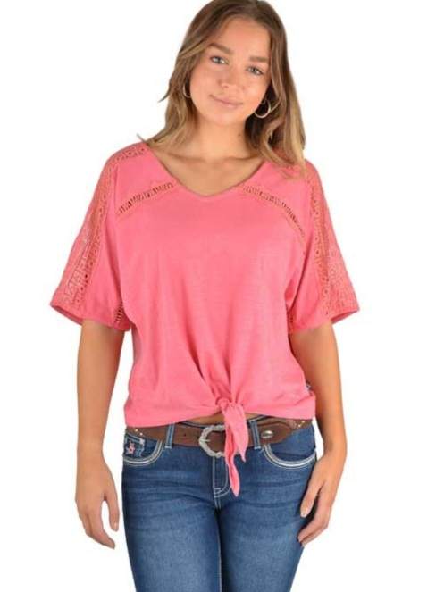 Pure Western Beatrice Tie Front Tee Top